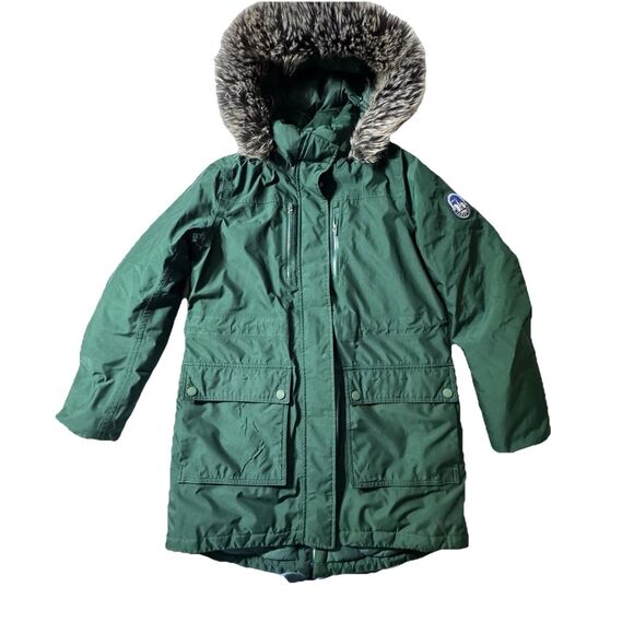 Land’s End Expedition Down Parka Winter Coat Hooded Womens Small Forest Green - Picture 1 of 14